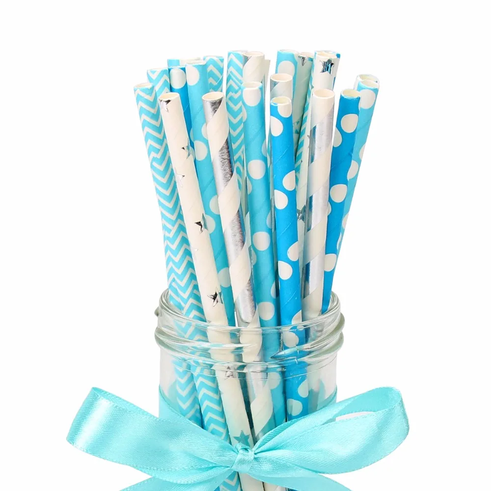 Lincaier 25Pcs Paper Drinking Straws Wedding Party Table Decoration Birthday Kids Boy Girl Baby Shower Adult Supplies Graduation