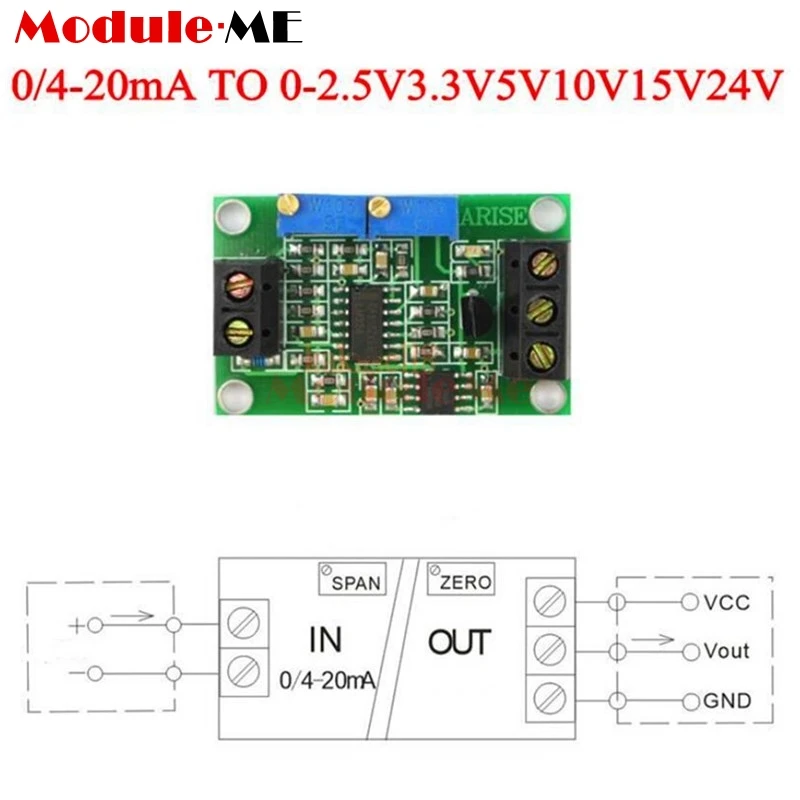 

diymore Current to Voltage 4-20mA to 0-2.5V Converter Module DC 7 -3.3V 5V 10V 15V 24V 30V Transmitter Module