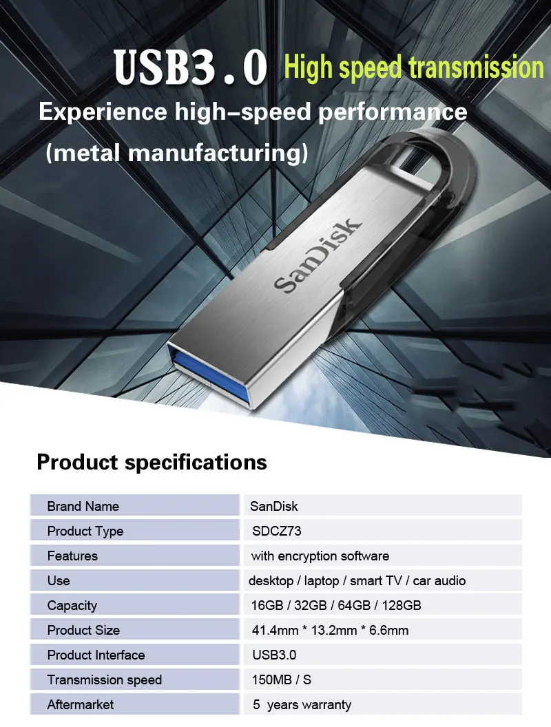 SanDisk 100% Оригинальный подлинный ультра чутье флеш-накопитель USB 3,0 128 GB ручка привода высокоскоростной карты памяти