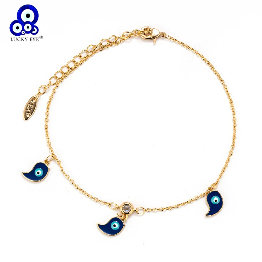 

Lucky Eye Anklets Evil Eye Water Drop Charms Anklets Barefoot Crochet Sandals Foot Jewelry Bracelets For Women Leg Chain EY6100