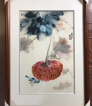 

Handmade 100% Mulberry Silk Thread Finished Suzhou Embroidery not include frame ,flower and bird 40*60cm
