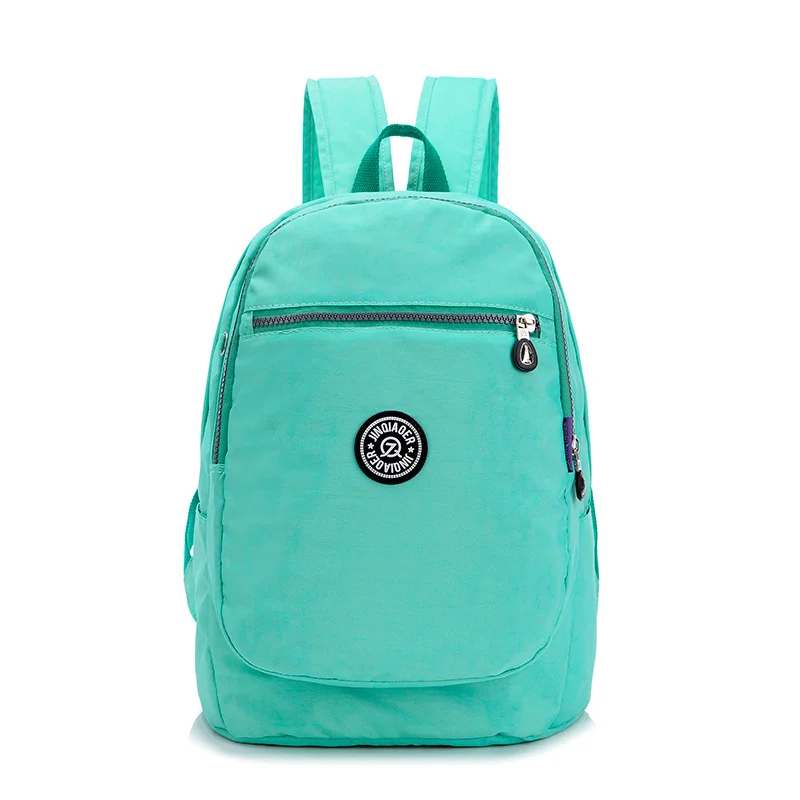 Модные женские нейлоновые рюкзаки, Студенческая школьная сумка для девочек, Повседневная дорожная сумка, Mochila, лоскутные милые рюкзаки на плечо - Цвет: Jade green