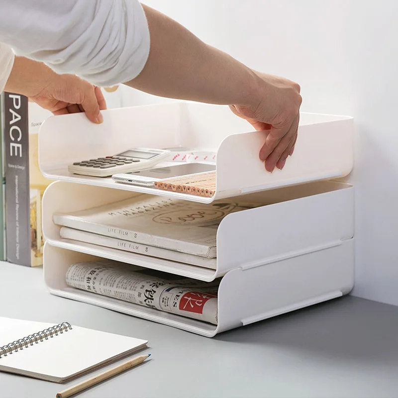 

Office desktop storage box Stackable storage cabinet rack plastic file debris