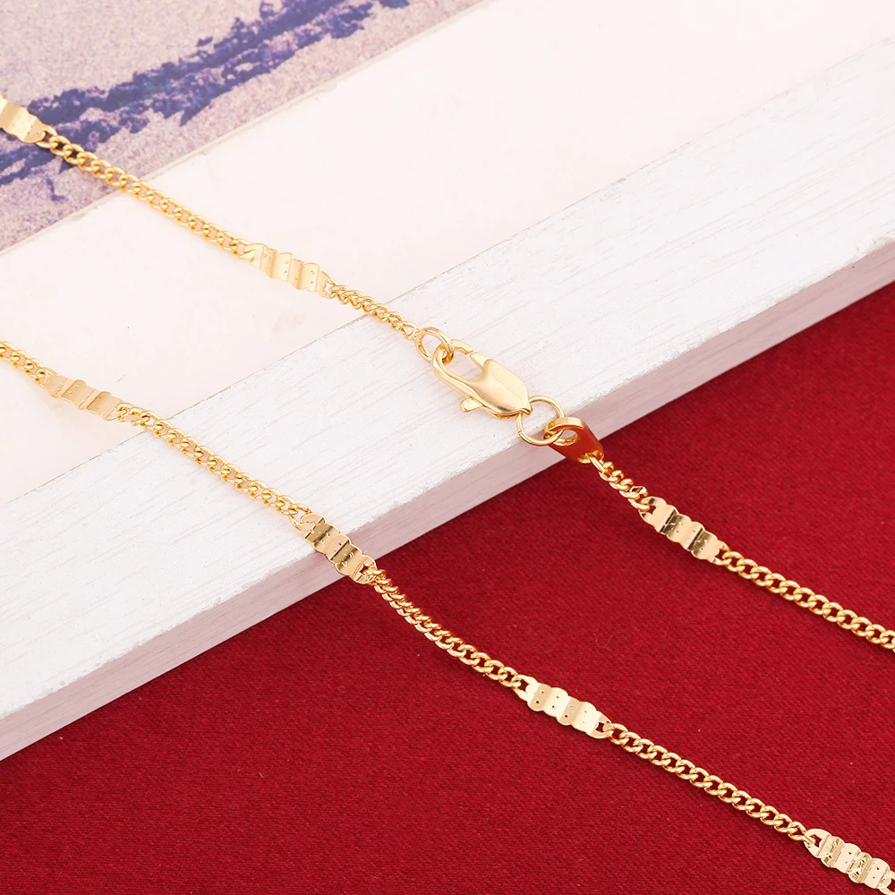 

24k Gold Color Chain Lobster Men Necklace Fashion Dad Boyfriend Statement Necklace