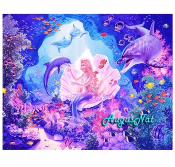

mermaid girl diamond painting on canvas sea animal wall art decor dolphin rhinestone pictures diamond dotz mosaic sticker ocean
