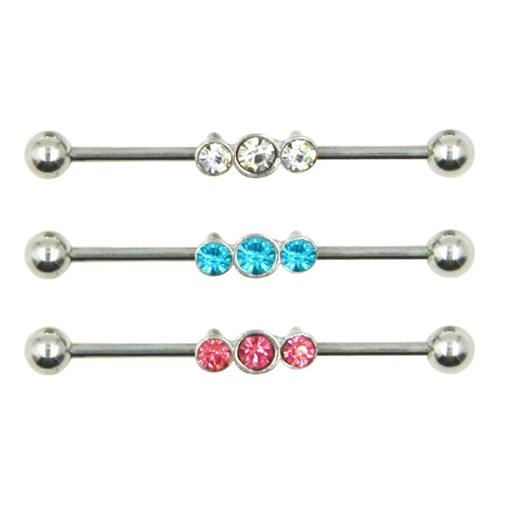 CZ Crystal Industrial Barbell Piercing Jewelry Ear Helix Earringin