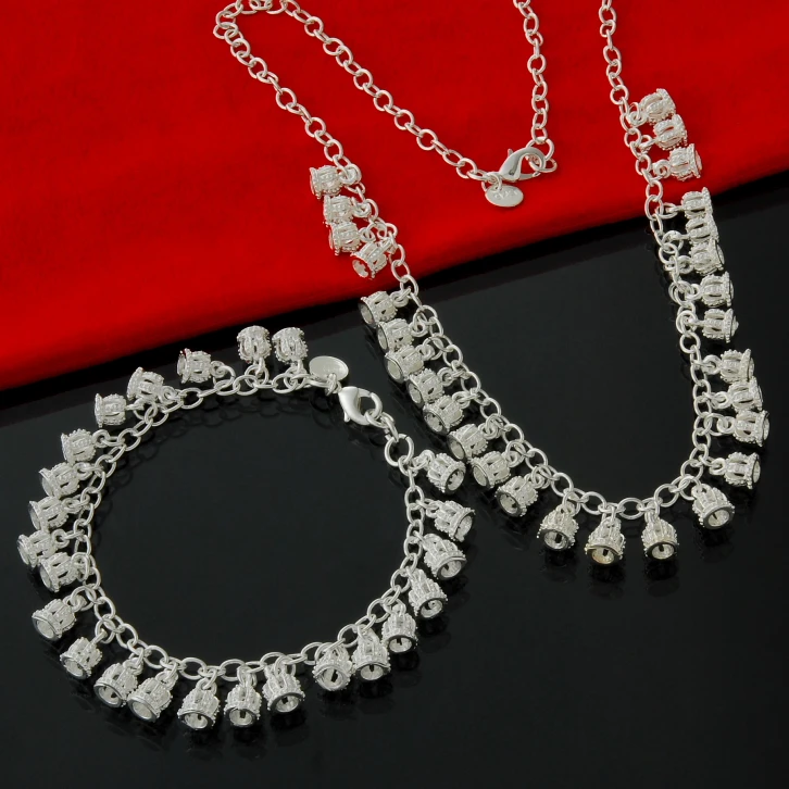 Wholesale fashion jewelry Set, 925 Silver Necklace and Bracelet . Nice