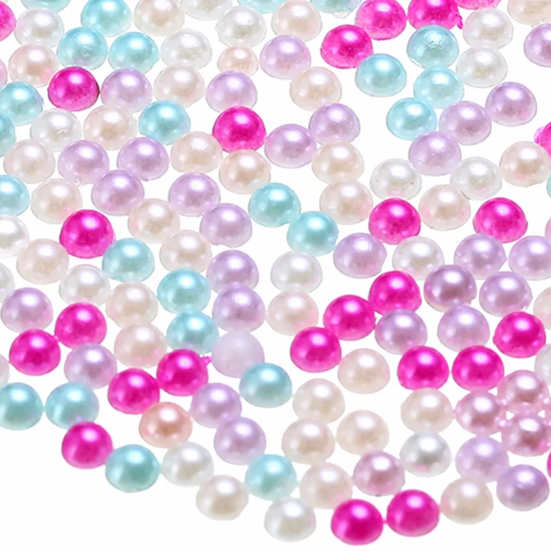 3000pcs/Set Colorful Imitation Pearls 4mm Half Round Beads Flat-bottomed DIY Ornament for Decorating Scrapbook Craft Dolls