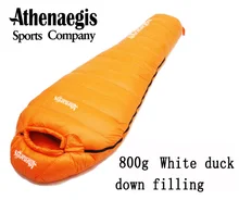 Athenaegis 800г белая утка вниз заполнение может быть сращены мумия ультра-легкие спальный мешок