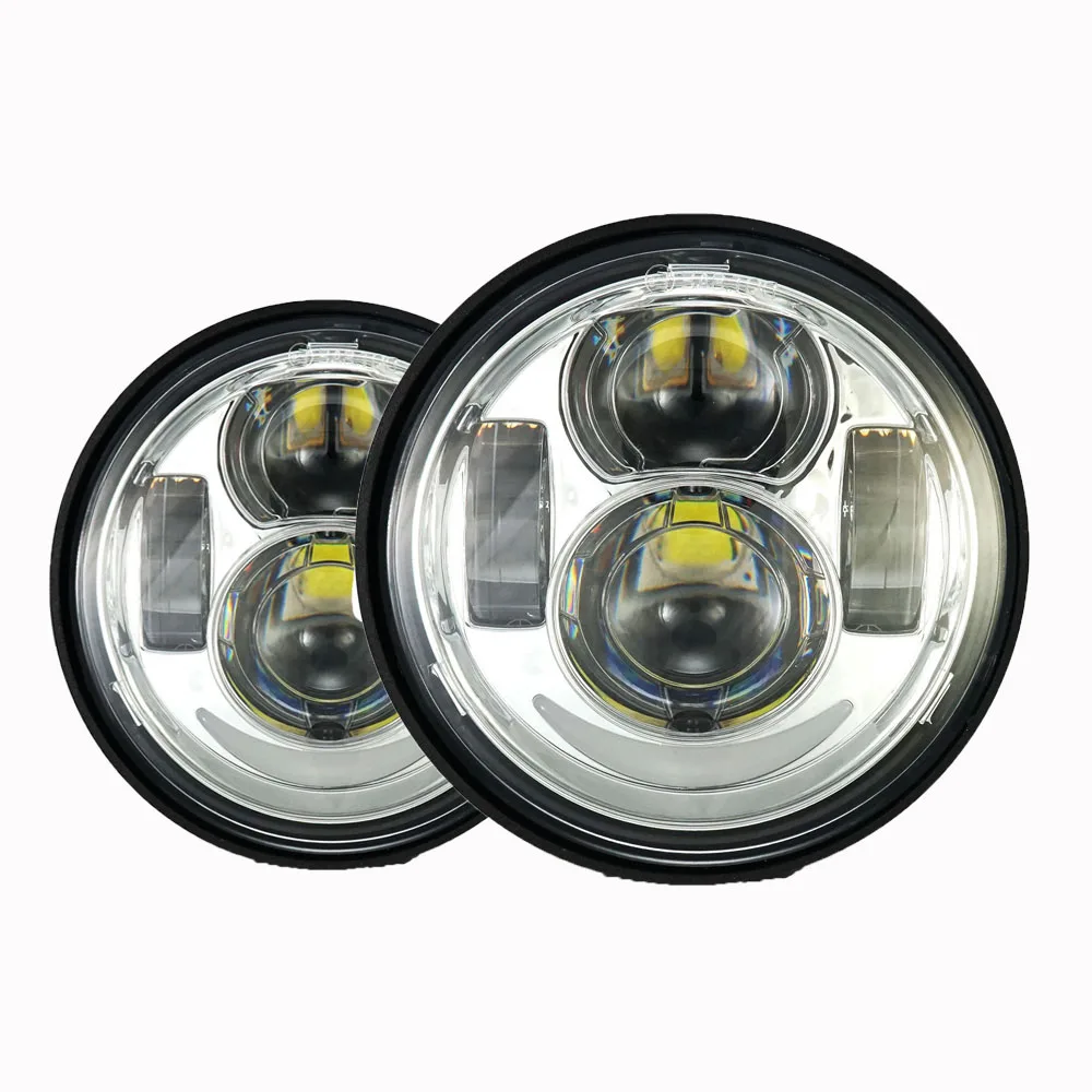 

Motorcycle Dyna Fat Bob Dual Headlamp, moto 4.65" Double LED Headlights H4 High Low Beam for Harley Fat Bob Headlamp