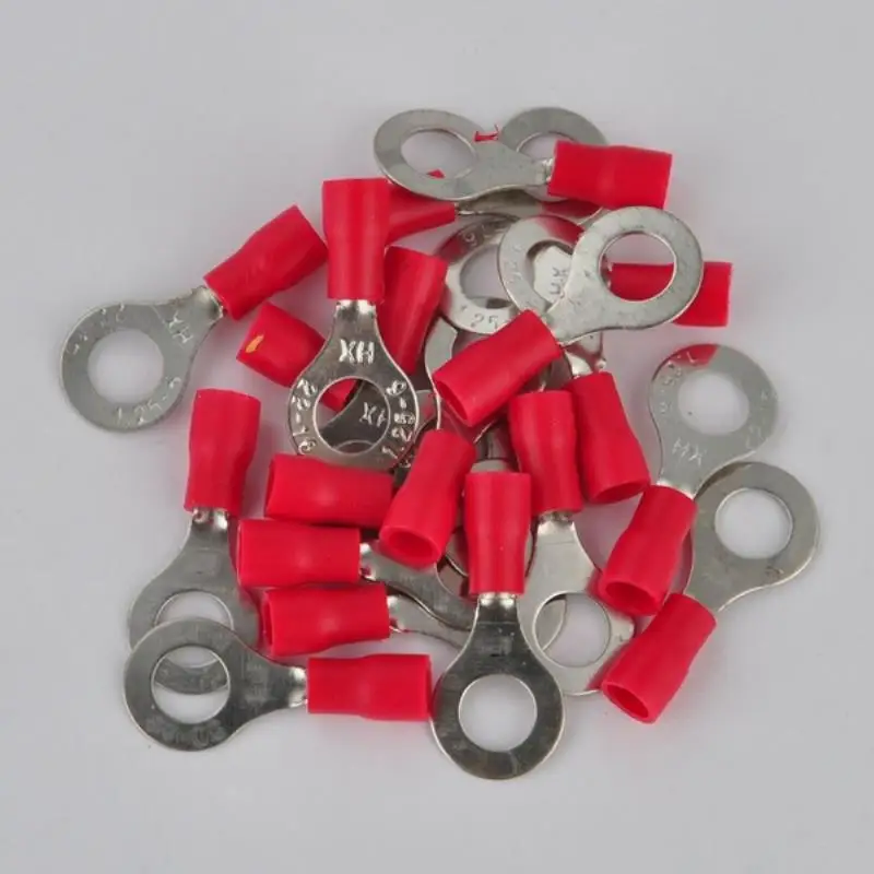 20pcs 16-22 AWG RV 1.25-6 Insulated Crimp Ring Terminal Wire Connector Red 