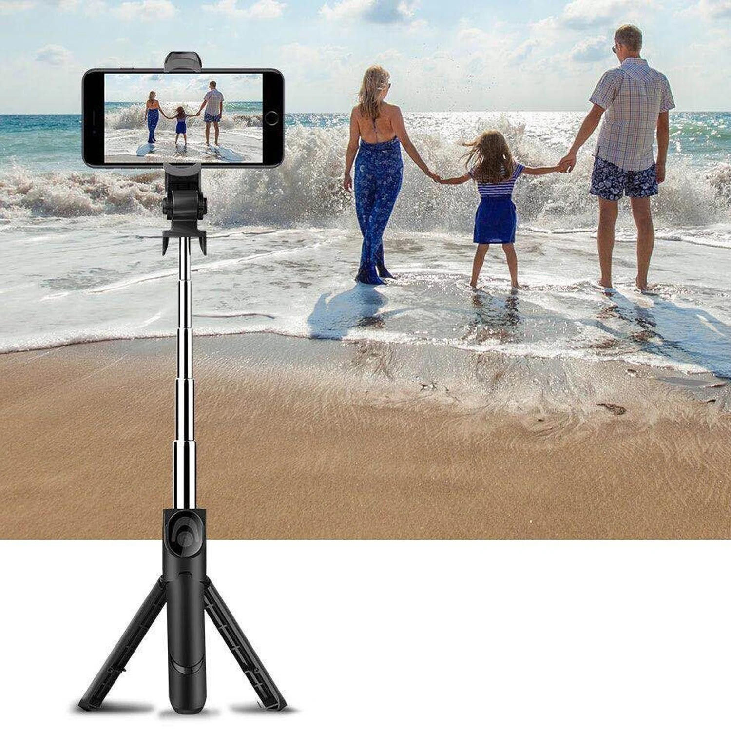 

GEOFOX Portable Extendable Foldable Bluetooth Handheld Selfie Phone Holder Stick Tripod Stand Monopod Selfie Stick Bluetooth