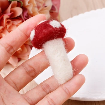 

Handmade Wool Felt Mushroom Brooch Pin Hair Circle Cartoon Food Doll Kids Toy