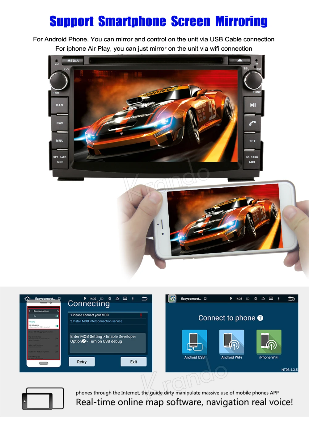 Perfect Krando Android 9.0 7" android car dvd player radio gps for kia ceed 2006-2012 navigation multimedia system WIFI 3G BT DAB+ 4