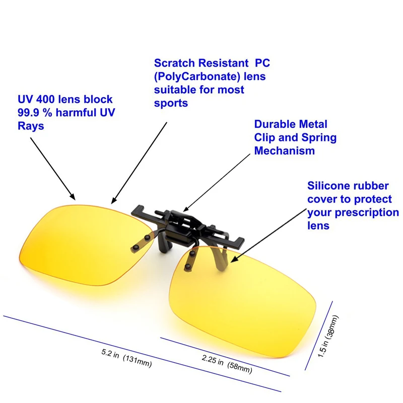 Очки для рыбалки, солнцезащитные очки, анти-УФ, флип-ап, металлический зажим, без оправы для мужчин, женщин, водителей, очки ночного видения, очки по рецепту