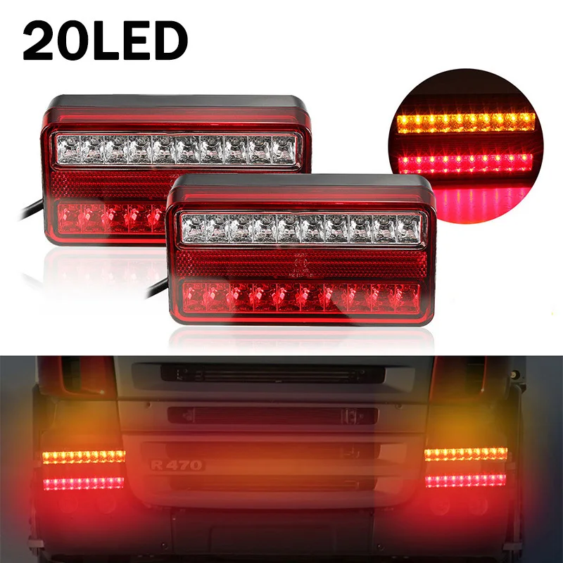 

2pcs 20 LED 12V Tail Light Waterproof Car Truck Trailer Stop Rear Reverse Indicator Backup Lights Turn Signal Lamp