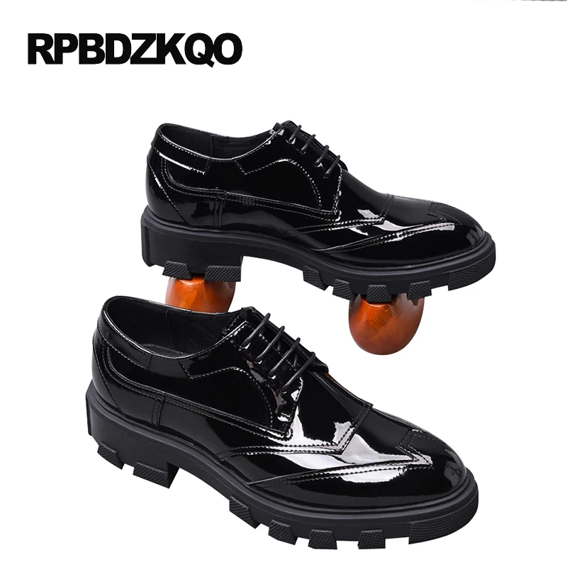 Pisos Ala De Trabajo Punta Vestir Hombres Negocio Formal Plataforma Zapatos Goma Negro Fiesta Del Clásico Boda agBqO