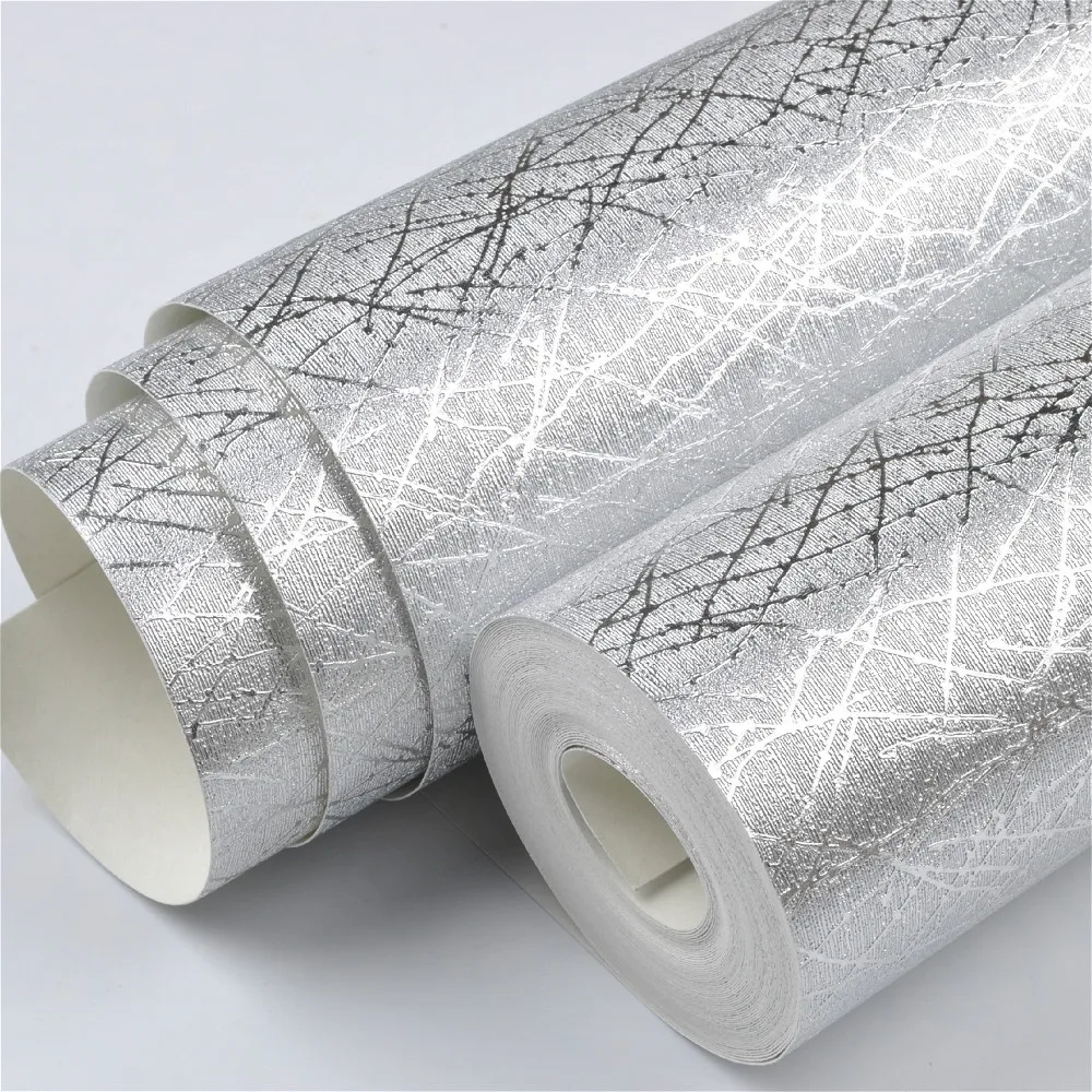 Текстурированная шелковая Серебряная настенная бумага в рулоне, роскошная настенная бумага, светильник, отражающая металлическую серебряную фольгу, настенная бумага для стен в рулоне - Цвет: A08002