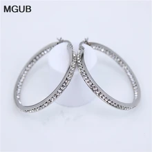 MGUB 30 мм 40 мм 50 мм внутри и снаружи Кристалл Серебряный цвет нержавеющая сталь не выцветает серьги женские аксессуары подарок LH487