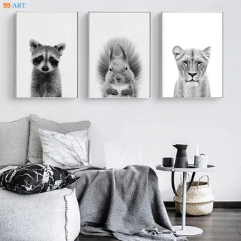 

Modern Black White Posters and Prints Peacook Animals Canvas Painting Woodlands Nursery Wall Art Pictures Kids Room Home Decor