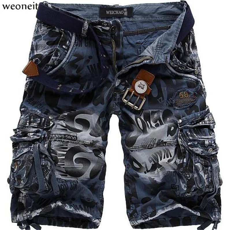 Weoneit мужские камуфляжные шорты модные повседневные шорты с карманами Карго шорты свободные рабочие шорты военные по колено
