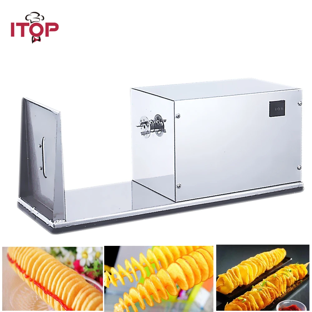 Best Offers ITOP Electric French Fry Cutters Tornado Potato Spiral Cutter Slicer Stainless Steel Potato Fries Machine With 6cm Blade