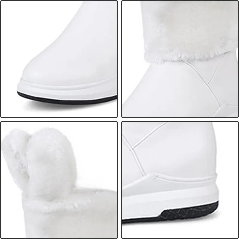 Compensés Bas Cheville Chaud Neige Hiver Dames Femmes White black Bottes Fanyuan Plateforme Chaussures Talons Fourrure Glissement De pink Femelle Sur Épais Flock Y7Ibvyf6g