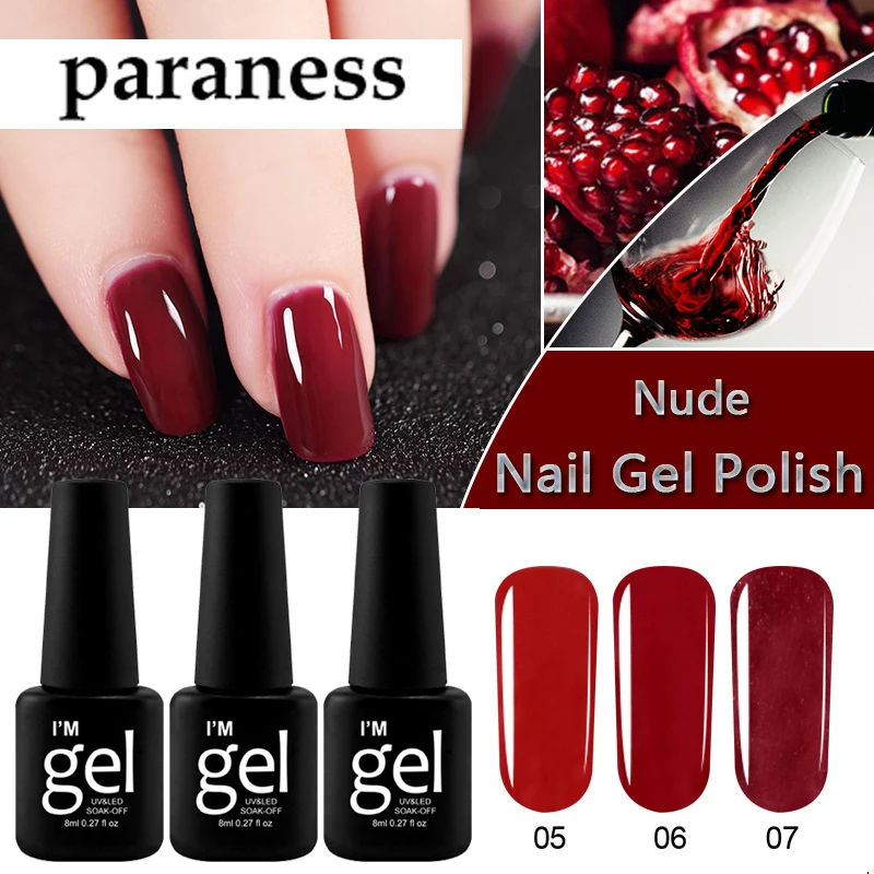 Paraness Pure Color of Wine Red Series Gel Nail Polish Soak Off