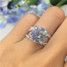 Nova chegada grande zircon cz pedra prata bonito anéis para o casamento feminino anel de noivado moda jóias 2019