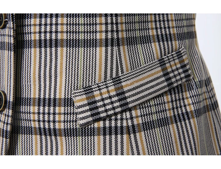 Suit women's suit vest nine pants three sets of 2018 Korean version of the new retro women's plaid double-breasted professional