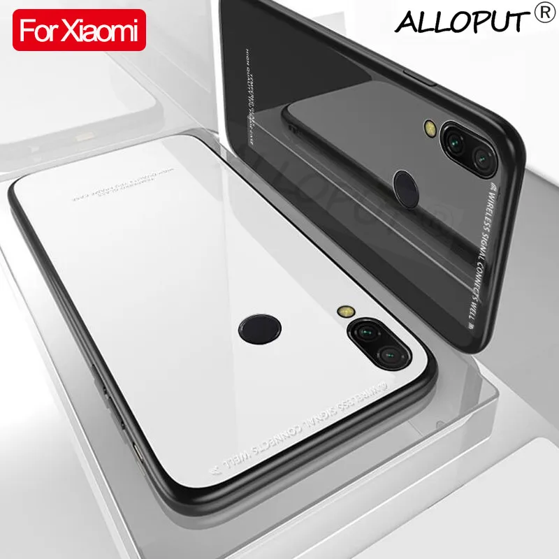 2019 Tempered Glass Phone Case For Redmi 7A Note 7 Pro Silicone Frame Shockproof Back Cover Hard Cases |