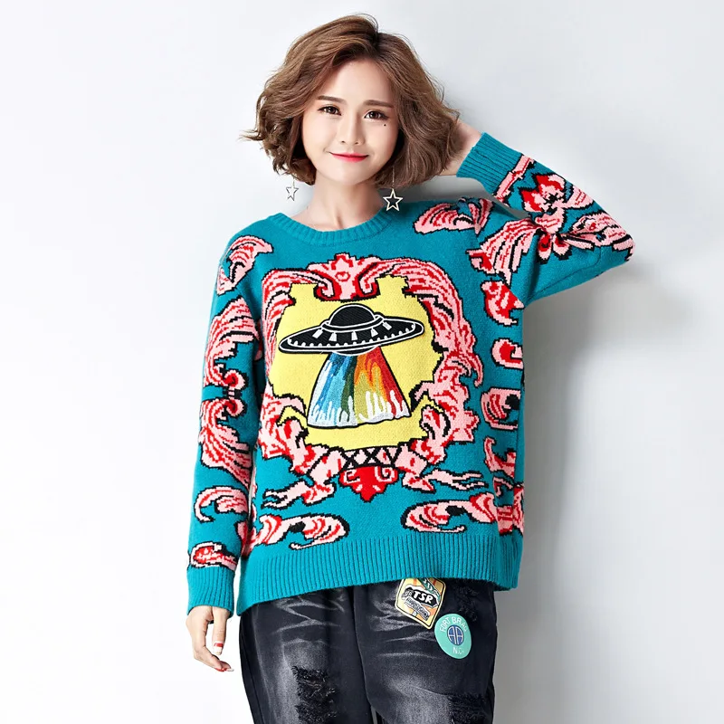 Runway 2017 Pullovers Sweaters Womens Knit Autumn Winter
