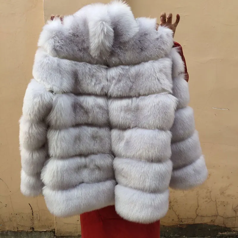 Осенне-зимнее пальто, утепленное пальто из искусственного меха, теплое пальто из лисьего меха, Повседневная зимняя одежда, Женское пальто