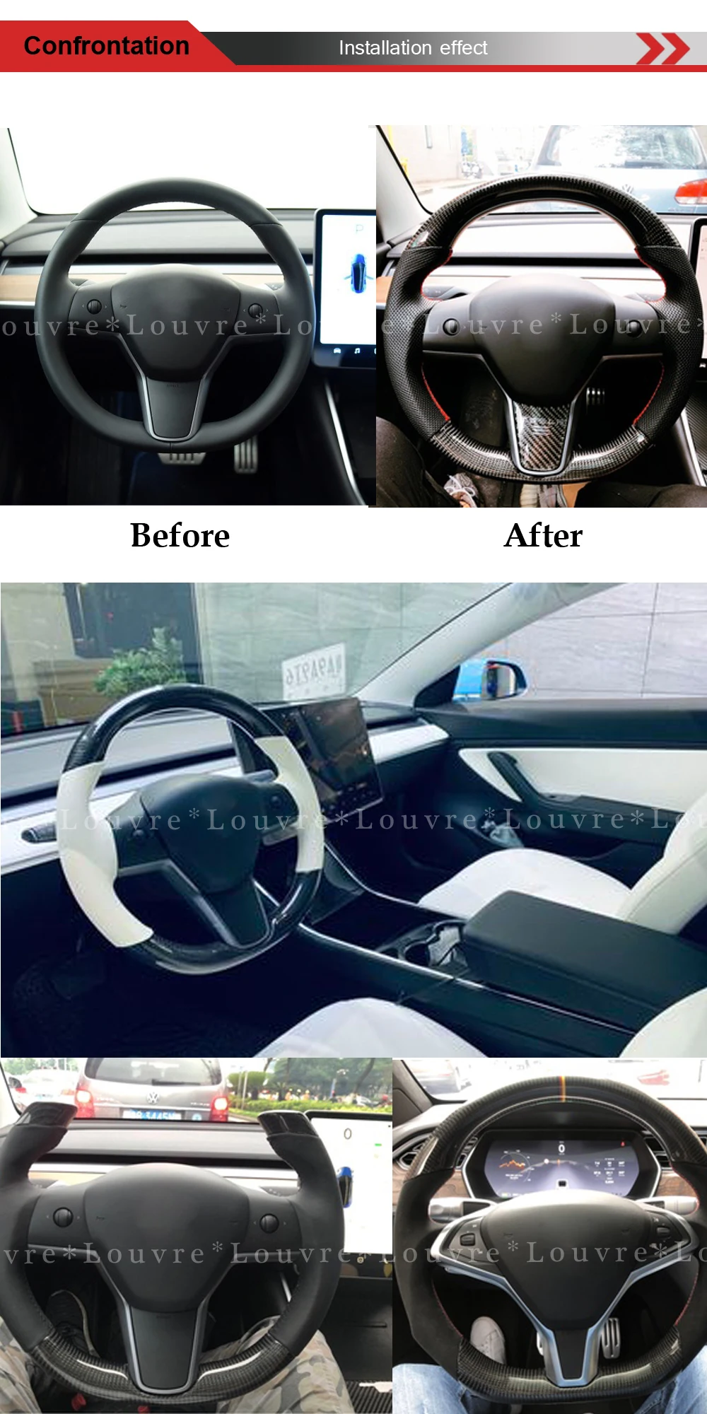 For Tesla 3 Carbon Fiber Steering Wheel universal Replacement original steering wheel