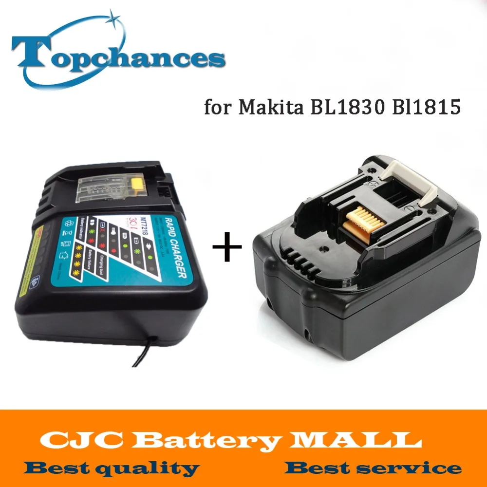 

High Quality New Rechargable 3000mAh 18V Li-Ion Power Tool Replacement Battery for Makita BL1830 Bl1815 194230-4 LXT400+Charger
