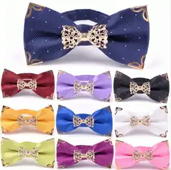 10 шт. яркие цвета цветной металлический галстук-бабочка для мужчин повседневные Галстуки модный однотонный мужской галстук свадебный