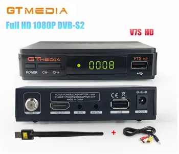 

[Genuine] GTMEDIA V7S HD 1080P DVB-S2 Digital Satellite TV Receiver Supports PowerVu, Biss key,YouTube + AV cable + USB WiFi