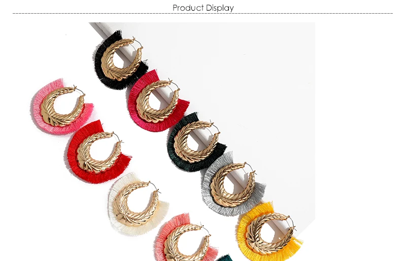 Round Hoop Earrings Women Engagement Wedding Fashion Tassel Earrings Pink Bijoux Fringe Hanging Earings Fashion Jewelry     (1)