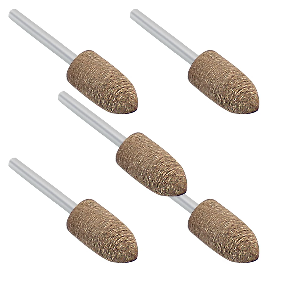 5pcs Bullet Felt Buffing Polishing Wheel Dremel Accessory Leather
