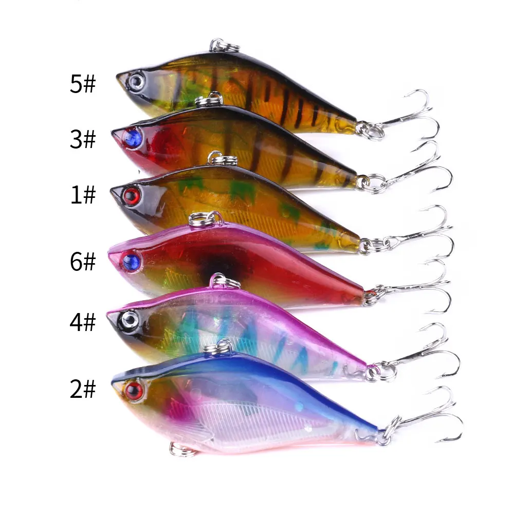  6pcs Plastic VIB fishing Bait Vbration Lures wobbler fish hard Lures Rattle whole swimming bait 6cm