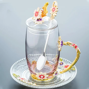 

Luxury Flower Tea Chinese Style Personality Tide Language Creative Girl Heart Glass Couple Gift Birthday Cup Water Bottle Glass5