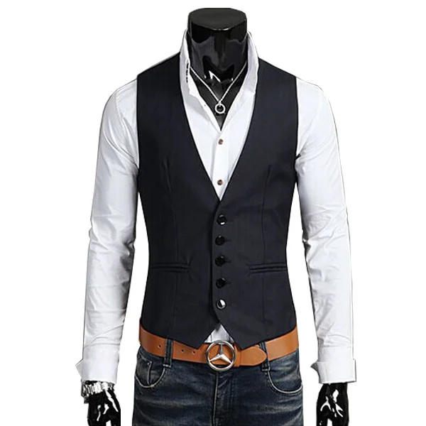 

2018 New Arrival Cotton Suit Vest Men Fashion Slim Fitness Men's Waistcoat Blazer Tops Dress Vests For Men