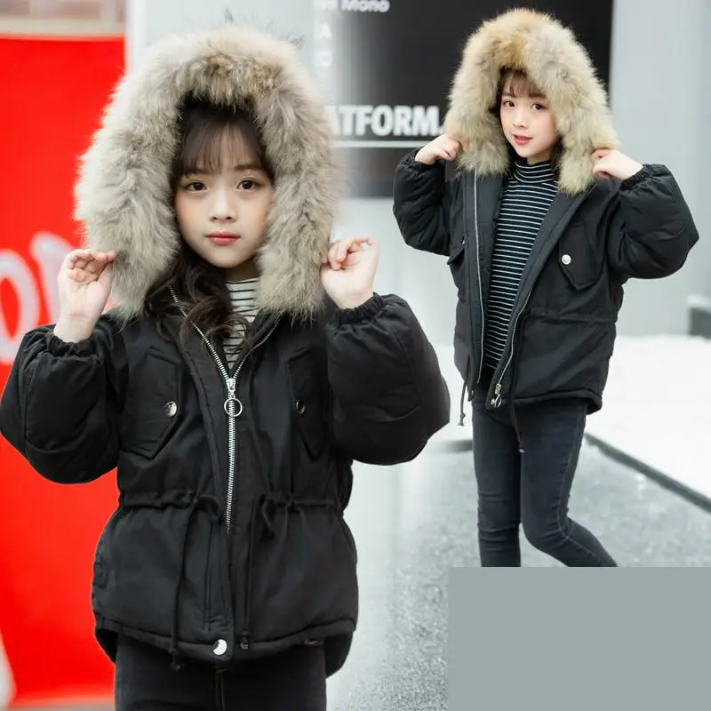 

2018 Toddler Girls Winter Coats Jackets Children Girls Parka Autumn Warm Girls Clothes Big Teen Cotton Down Coat Big Natural Fur