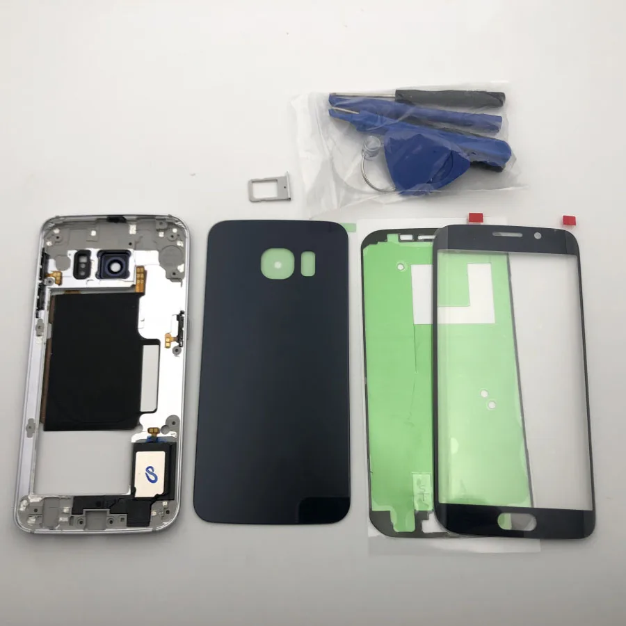 

S6 parts For Samsung Galaxy S6 Edge G925 G925F Full Housing Chassis Battery cover +Middle Frame +Front Screen Glass Lens