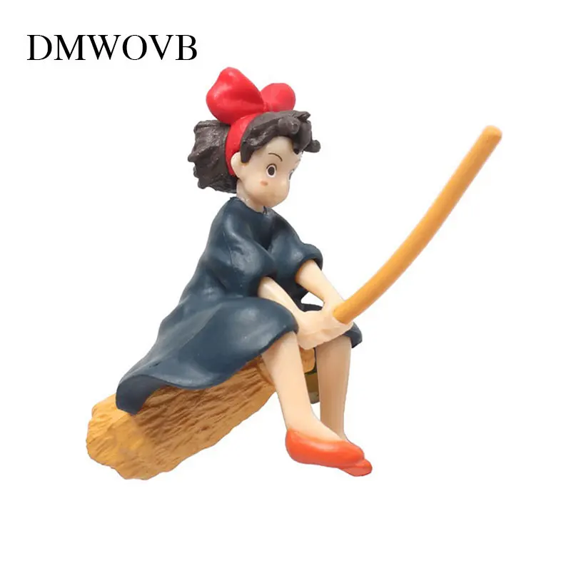 

DMWOVB 1 Pcs Cute Studio Ghibli Hayao Miyazaki Kiki's Delivery Service Kiki Sit On The Broom To Fly Action Figure Toy 6*8cm