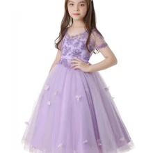 Лидер продаж, От 4 до 14 лет, детское платье новое поступление года, платья для девочек с цветочным узором лаванды на свадьбу, вечерние платья с короткими рукавами для детей