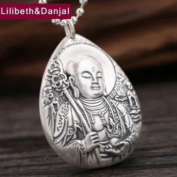 

Men Buddha Necklace 925 Sterling silver Ethnic Safe Blessing Bead Chain Pendant Necklace Ga black box Jewelry FN35