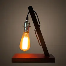 Винтаж творческий маленькая настольная лампа E27 AC85-260V твердой древесины Ретро спальни ночники современный Простой Личность дерева, настенный светильник