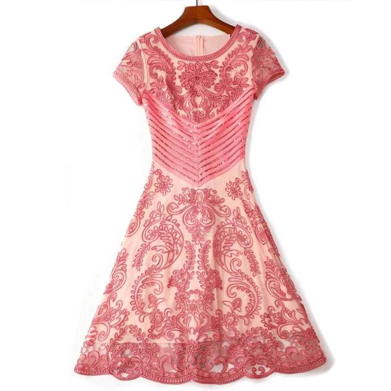 Vestidos De Fiesta, летнее модное платье с блестками, высокое качество, женское платье в полоску с вышивкой, тонкие вечерние платья розового цвета, XXXL