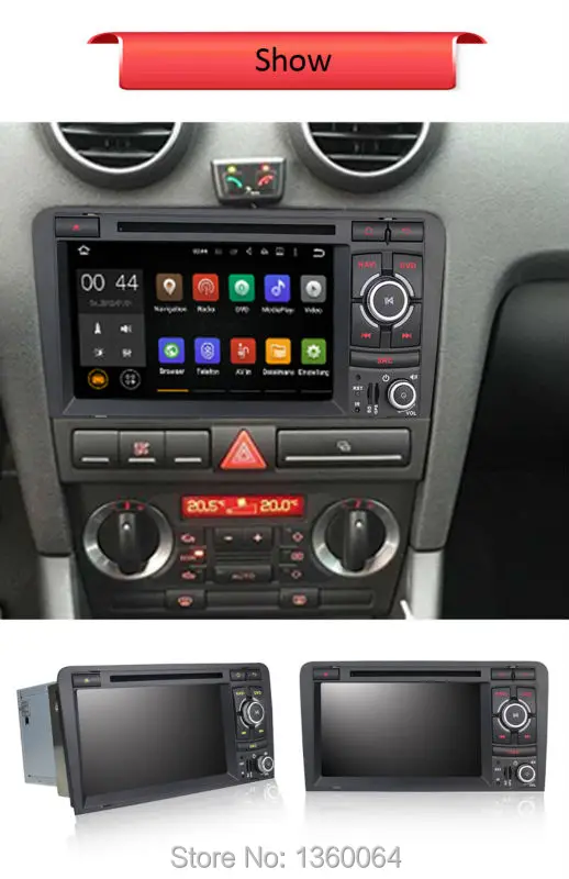Top 7" Android 5.1.1 GPS Navigation 1024*600 Car Quad Core Double Din Radio Head Unit For Audi A3/S3 Radio System Auto DVD Player 3